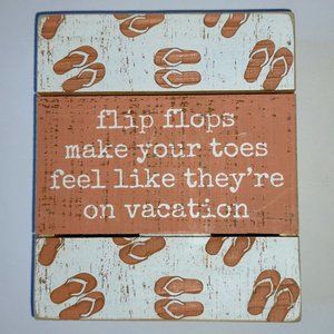 Flip Flops Toes On Vacation - 5.50 x 6.50 x 1,75 In - PBK-Wooden Slat Box Sign